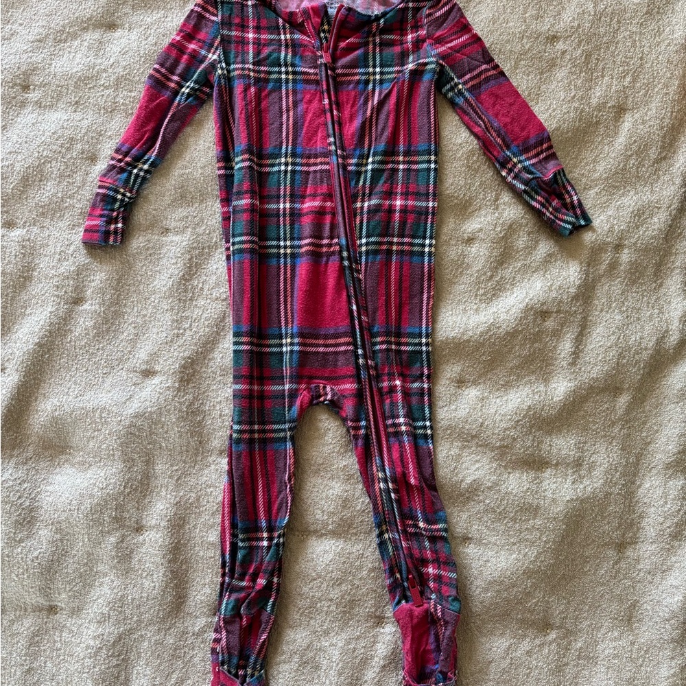 Posh Peanut Red Plaid Kids One-Piece Footie